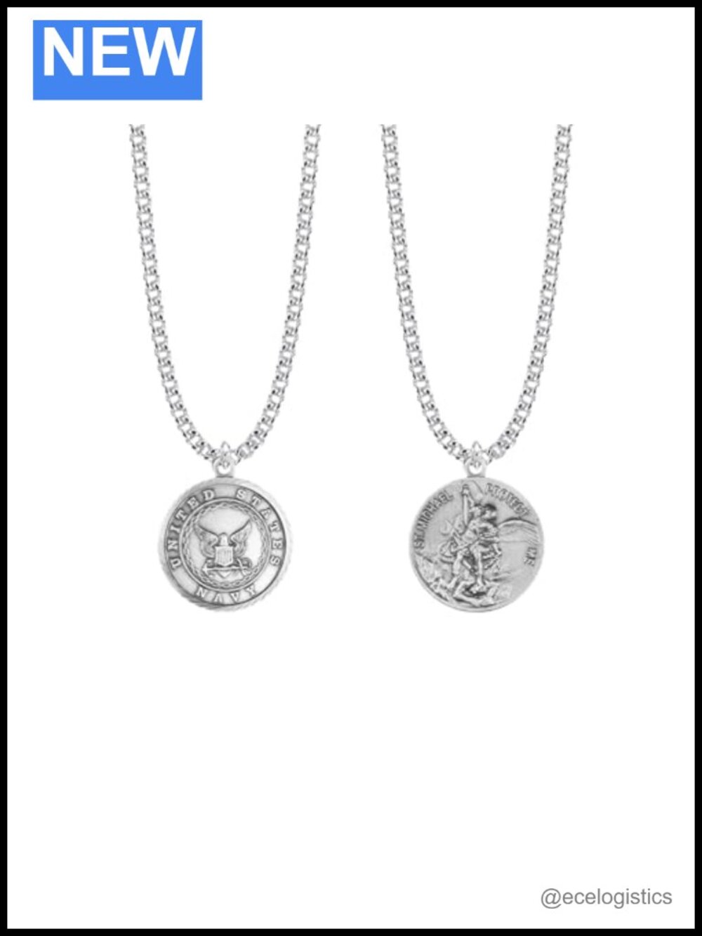 US Navy Medal Pendant Necklace Nickel Silver Antique Finish 20" Chain